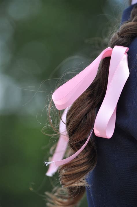 pretty pink hair ribbon for brown braid