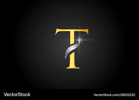 Yellow gold alphabet letter t logo company icon Vector Image