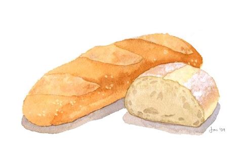 Baked Bread - Watercolor 10x8 Print. $16.00, via Etsy. | Bread art ...