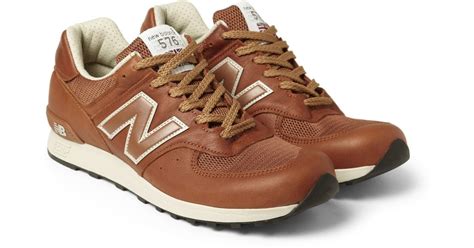 Lyst - New Balance 576 Leather and Mesh Running Sneakers in Brown for Men