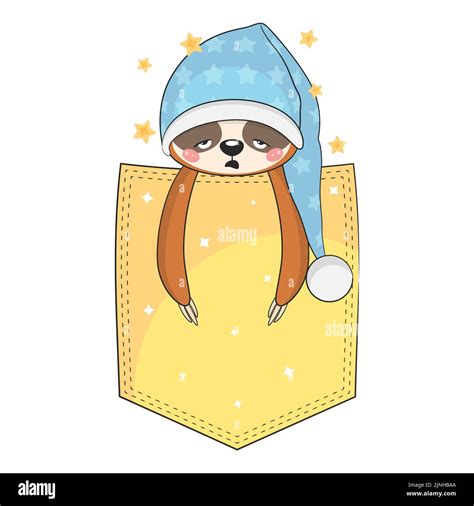 Cute baby sloth sleeping in pocket Stock Vector Image & Art - Alamy