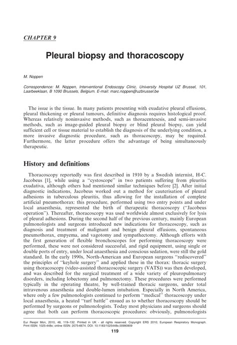 (PDF) Pleural biopsy and thoracoscopy