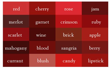 red color palette names - Mickey Shearer