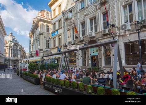 Romania, Bucharest City, Bucharest Old Town, Lipstani street terraces ...