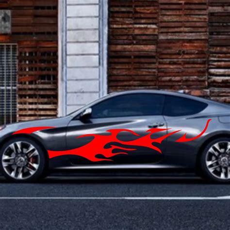 Car Hot Fire Flames Racing 110'' Door Decals for Coupe Vinyl Side ...