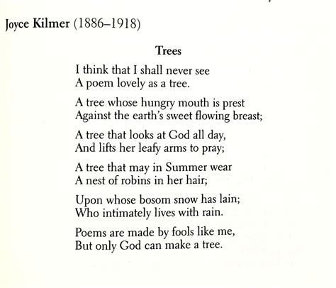 'Trees' - Joyce Kilmer | Joyce kilmer, Poems, Helpful hints