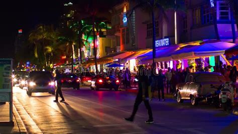 Nightlife at Ocean Drives Street, South Beach, Miami. Stock Video ...