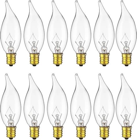 Sunlite 25CFC/25/12PK Flame Tip 25W Incandescent Petite Chandelier ...