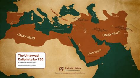 Map of Umayyad Caliphate at its greatest extent, 750 CE – Islamic ...