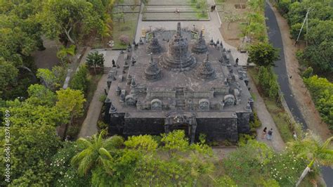 buddhist temple Brahma Vihara Arama with statues gods. aerial view ...