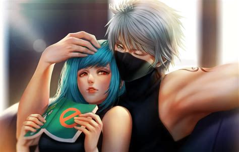 Wallpaper love, hands, a couple, on the couch, blue hair, owner, Naruto ...