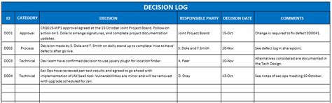 Decision Log Excel Template Download Project Management Templates - Riset