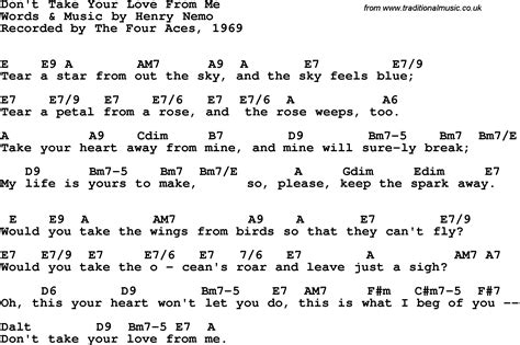 Song lyrics with guitar chords for Don't Take Your Love From Me - The ...