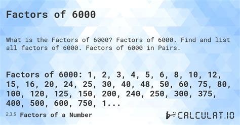 Factors of 6000 - Calculatio