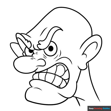 Cartoon Angry Face Coloring Page | Easy Drawing Guides