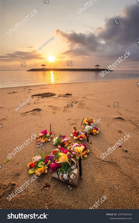 Sunrise Sandy Beach Sanur Temple Water Stock Photo 2375763215 ...