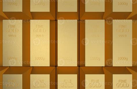 gold bar ingot isolated white background texture 3d illustration ...