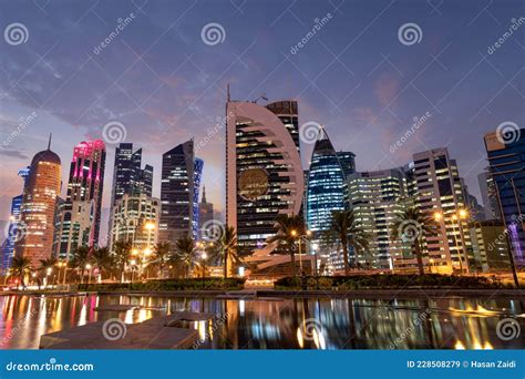 Doha Sky Line editorial stock image. Image of arabia - 228508279