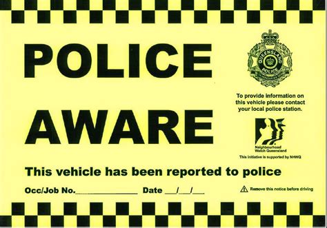 Police Aware Stickers on abandoned vehicles - Townsville