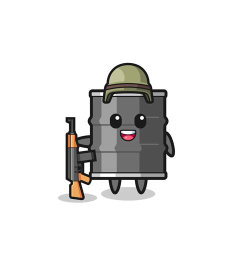 cute oil drum mascot as a soldier 5398801 Vector Art at Vecteezy