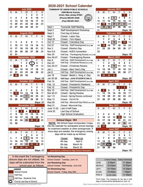 Union 2020-2021 School Calendar Released; First Day - Sept. 3 | TAPinto