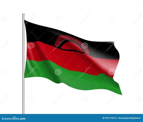 Vector National Flag of Malawi. Stock Vector - Illustration of flying ...