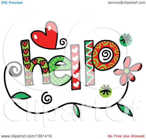 Clipart of Colorful Sketched Hello Word Art - Royalty Free Vector ...