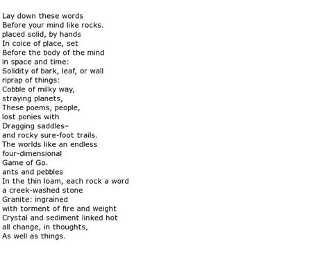 Gary Snyder Poems > My poetic side