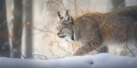 Premium Photo | A lynx in the snow