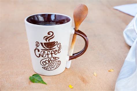 Coffee Mug with a spoon stock image. Image of foam, meal - 66236731