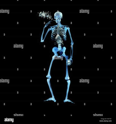 Skeleton, cigarette, icon, smoking, fatally, Composing, conception ...