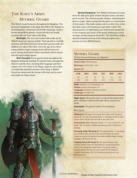 The King's Army: Mithril Guard | Dnd 5e homebrew, D&d, Dnd