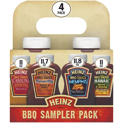 Heinz 4 Flavor BBQ Sauce Sampler Pack, 4 ct Pack - Walmart.com ...