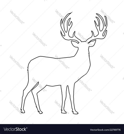 Black outline silhouette of reindeer with big Vector Image