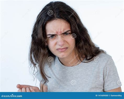 Human Expressions and Emotions. Portrait of Young Furious Girl with ...