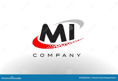 MI Modern Letter Logo Design with Red Dotted Swoosh Stock Vector ...