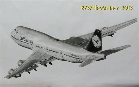 Lufthansa Boeing 747-400 | Airplane drawing, Boeing 747 400, Boeing 747