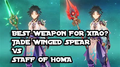 Xiao: Primoridal Jade Winged Spear vs Staff of Homa (Weapon Comparison ...