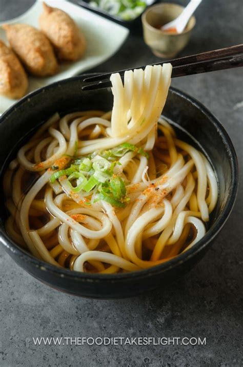 Vegan Kake Udon (Japanese Udon Noodle Soup) - The Foodie Takes Flight