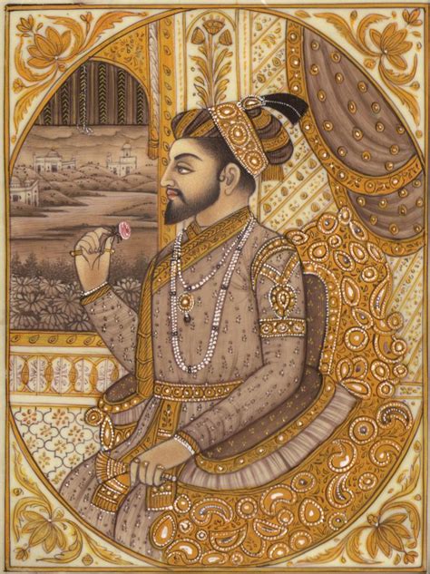 Shah Jahan Mughal Painting HandPainted Mughal Empire Portarit Art from ...