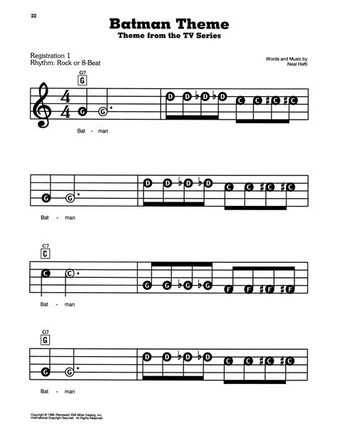 Batman Theme by Neal Hefti Sheet Music for E-Z Play Today at Sheet ...