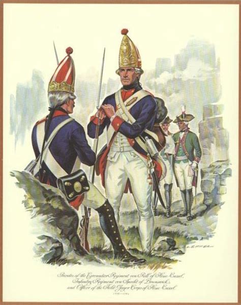 UNIFORMS OF THE AMERICAN REVOLUTION -- Grenadiers of von Rall of Hesse ...