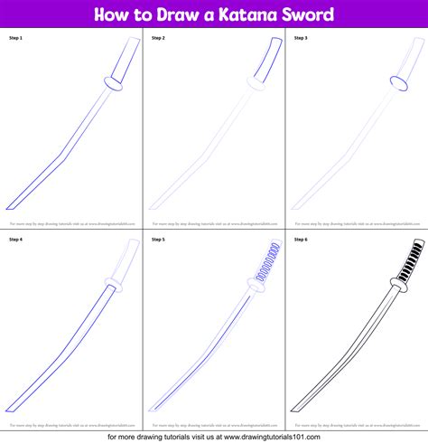 How to Draw a Katana Sword (Swords) Step by Step | DrawingTutorials101.com