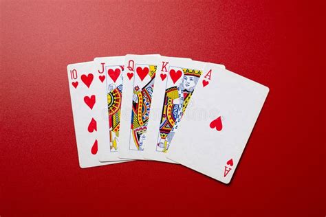 Royal Flush poker hand stock photo. Image of hold, hearts - 214415790