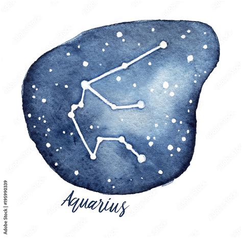 Aquarius Zodiac Sign as Star Constellation in the Dark Night Sky ...