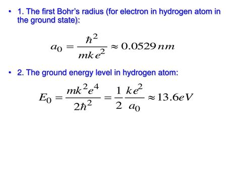 PPT - 1. The first Bohr’s radius (for electron in hydrogen atom in the ...