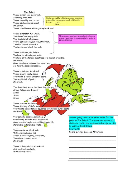 The Grinch Poem Printable - Printable Word Searches