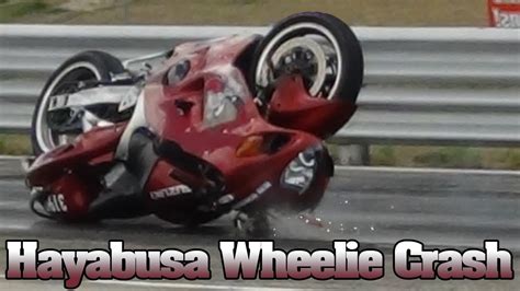 Suzuki Hayabusa wheelie crash video, Muncie Dragway 2012 - YouTube