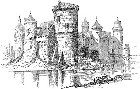 Medieval Castle Drawing : Chateau, Castle, Architecture, Towers ...