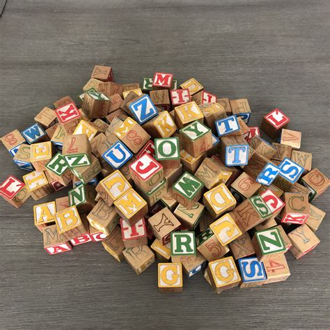 Vintage Wooden Alphabet and Number Blocks 185 Pieces 6 Full Set Plus ...